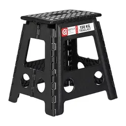 Relaxdays Klapphocker faltbar, Camping- und Badhocker, bis 150 kg, schwarz, 39x39x32 cm