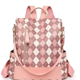 JSNOM Damen Rucksack - Eleganter, wasserdichter Daypack für Universität, Schule und Alltag (Schwarz/Rosa)