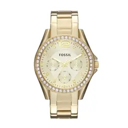Fossil Riley Damen Uhr, Quarz-Chronograph mit Edelstahl- oder Lederarmband