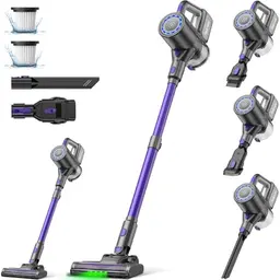 Suirviz Akku Staubsauger Kabellos, 500W, 40 Min Laufzeit, Leichter Stabstaubsauger für Hartböden und Teppiche