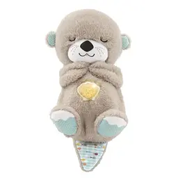 Fisher-Price Schlummer Otter Kuscheltier mit Atembewegung & Musik, Baby Spielzeug ab Geburt, Geschenk für Neugeborene