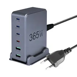 Puiseno 365W USB C Ladegerät 6 in 1 GaN Schnellladegerät für MacBook, iPad, iPhone, Galaxy S25 & mehr