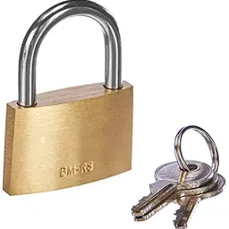 Brüder Mannesmann Messing-Vorhängeschloss 35 mm, goldgelb, mit 3 Schlüsseln – robust für Haus, Garten, Koffer