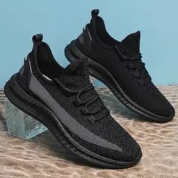 Herren Sneaker, atmungsaktiv, geruchshemmend, weich, Schnürschuhe, Schwarz, EU 38.5