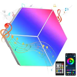 RGB Gaming Wandleuchte - 3er Set Rhombisch, Smart LED Lampe für Gamer Zimmer mit App und Musik Sync