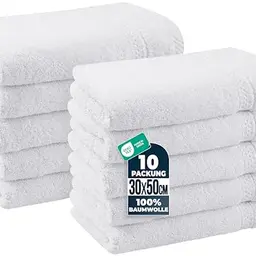 Utopia Gästehandtücher Set - 10er Pack 30x50 cm, 100% Baumwolle, weich & saugfähig (Weiß)