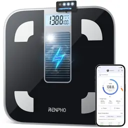 RENPHO Digitale Personenwaage, solarbetrieben, 180kg, 50g Genauigkeit, mit App