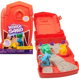 Kinetic Sand Sandy Farm Set - 340 g magischer Sand, 2 Stempeltieren und Traktor für kreatives Spiel, ab 3 Jahren