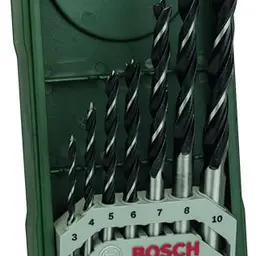 Bosch Mini-X-Line Holzspiralbohrer-Set, 7tlg., Ø 3-10 mm, für Weich- und Hartholz