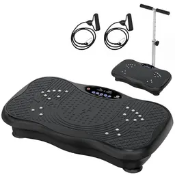 Vibrationsplatte mit Haltestange, Bluetooth-Lautsprecher, Fernbedienung und Spannseil für Zuhause
