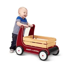 Radio Flyer Classic Walker Wagon, Holz-Gehhilfe für Kinder 1–4 Jahre, rot