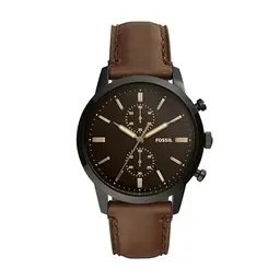 Fossil Townsman Herrenuhr, Chronograph, Leder- oder Edelstahlarmband, Hellbraun, 44mm