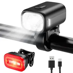 KCCYB Fahrradlicht Set - StVZO Zugelassen, Wasserdicht mit Bremslicht, Wiederaufladbare Fahrradlampe für Nachtfahrten