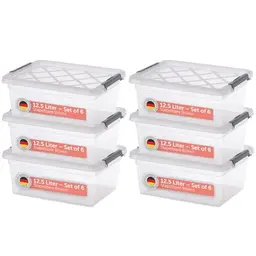 Blumtal Aufbewahrungsbox mit Deckel 12,5L, 37x28,5x15,5 cm, Kunststoff, 6er Set