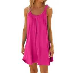 Strandkleider Damen Sommer Kurz Ärmellos Minikleid Bikini Cover Up