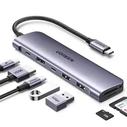 UGREEN USB C Hub mit 4K HDMI, PD100W, USB 3.0, SD/TF Kartenleser – Kompatibel mit iPhone 16, MacBook, iPad und mehr