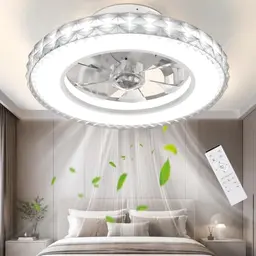 Ateroll Deckenventilator mit Beleuchtung 43,5 cm, dimmbar, 6 Geschwindigkeiten, Fernbedienung, Timer, geeignet für Schlafzimmer