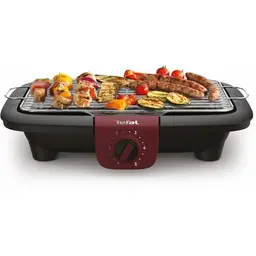 Tefal Easygrill Adjust Red Elektrogrill, 2300 Watt, Tischgrill mit großer Grillfläche, spülmaschinenfeste Teile, schwarz/burgunderrot