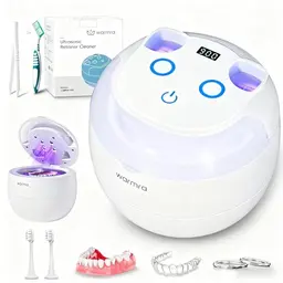 Ultraschallreinigungsgerät 45KHz, 200mL, 4 Modi für Zahnersatz, Zahnschiene, Retainer, Zahnspangen, Schmuck