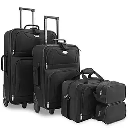 MONZANA® Trolley Kofferset mit Rollen und Kulturbeutel, schwarz