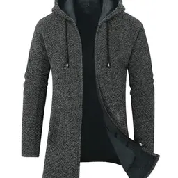 UMIPUBO Herren Strickjacke mit Kapuze - Dunkelgrau, XL