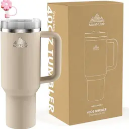 Tumbler 40oz - Trinkflasche mit Strohhalm - 1.2L Thermobecher - Kühlt 10 Stunden - BPA-frei - Rosenquarz