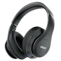 Uliptz Bluetooth Over-Ear Kopfhörer, 65h Akku, kabellos, faltbar, 6 EQ-Modi, HiFi-Stereo, ideal für Reisen, Büro, Handy, PC (Schwarz)