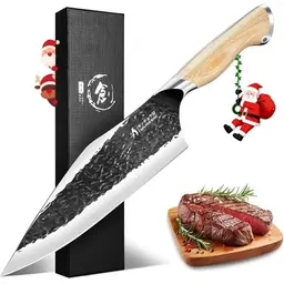 Golden Bird Kochmesser - Scharfes Hackmesser aus Kohlenstoffstahl mit Holzgriff, 20 cm Klinge für Küche und Grill