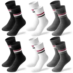 6 Paar Damen Tennissocken Baumwoll, atmungsaktiv, Streifen, Größe 35-38, ideal für Sport, Arbeit & Freizeit
