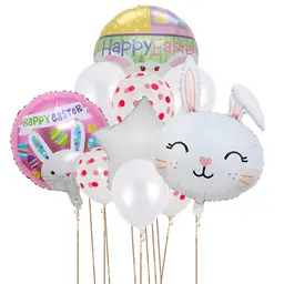 DazzJoy Ostern Deko Ballon Set, 10 Stück XXL Osterhase und Tiere Ballons, Happy Easter Folienballons