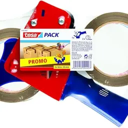 TESA Klebeband Set mit 2 Rollen und Handabroller, 50 mm x 66 m
