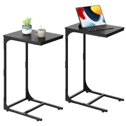 WLIVE C-Form Beistelltisch, 30 x 40 x 62 cm, Schwarz, für Wohnzimmer, Schlafzimmer und Balkon