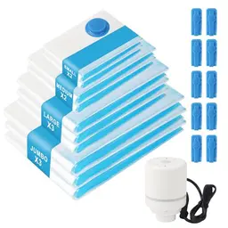 Vakuumbeutel für Kleidung mit Pumpe - 10er Set (verschiedene Größen) für Reise und Aufbewahrung