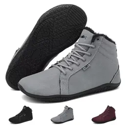 Wizshoe Winter Barfußschuhe für Herren und Damen – Warme, gefütterte Sneaker in Grau, Größe 41 EU