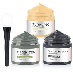 Kurkumagesichtsmaske mit Vitamin C, Totes Meer Schlamm & Grüner Tee - Öl-Kontrolle & Tiefenreinigung (70 g)