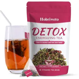 Detox Tee zum Abnehmen mit Kräutern, Grüner Tee, Pfirsich – Unterstützt Entgiftung & Wohlbefinden, vegan, 28 Teebeutel