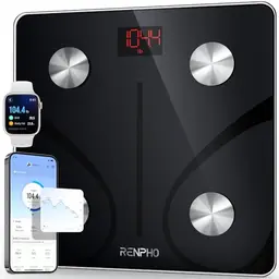RENPHO Körperfettwaage mit App, digitale Personenwaage bis 180 kg, Bluetooth-Funktionen für Körperanalyse, schwarz