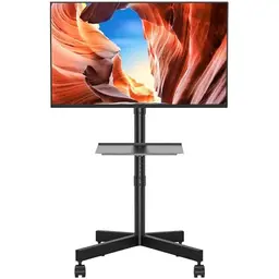 BONTEC Rollbarer TV Ständer für 23-60 Zoll Fernseher mit Laptopablage, bis 25kg