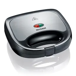 SEVERIN Sandwichmaker-Toaster für 2 Sandwiches, antihaftbeschichtet, 600 W, Edelstahl-gebürstet-schwarz