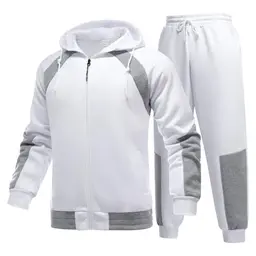 YOUTHUP Herren 2-teilig Trainingsanzug mit Kapuze, Hoodie und Jogginghose, weiß, XL