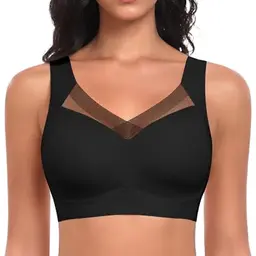 Komfortabler nahtloser Bügelloser BH Bustier T-Shirt Bralette gepolstert (Schwarz, Größe L)