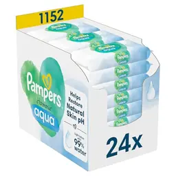 Pampers Harmonie Aqua Feuchttücher, 24 Packungen mit je 48 Tüchern, 1152 Tücher für sanfte Hautpflege