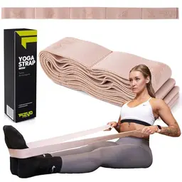 FIZYO Gymnastikband mit 10 Schlaufen – 125 cm Dehnband für Yoga, Pilates und Fitness (Beige)