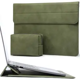 HYZUO 15-16 Zoll Laptop Hülle mit Standfunktion für MacBook Pro, XPS 15 & Samsung Galaxy Book, Olivgrün
