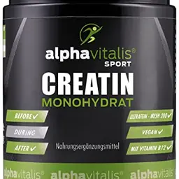 Creatin Monohydrat Pulver 500g - Hochdosiertes, veganes Kreatin mit Vitamin B12 für Sportler - 147 Portionen