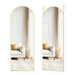 SONGMICS Ganzkörperspiegel 120 x 40 cm, gewölbter Wand- oder Türspiegel, blassgold