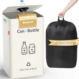 Tweakio 100L Sammelbehälter für Pfandflaschen und Altglas, Beige