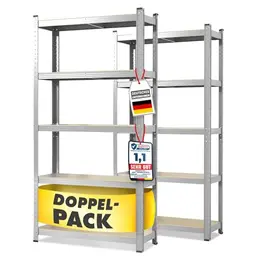 KARAT Schwerlastregal 2er Set, 60 x 120 x 200 cm Lagerregale, 5 verstellbare Böden, verzinkt