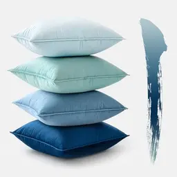 MIULEE 4er Set Samt Kissenbezüge 45x45 cm Blau - Dekorative Zierkissen für Sofa und Wohnzimmer