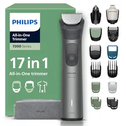 PHILIPS Multigroom Series 7000 17-teilig All-in-One Barttrimmer und Haarschneider, selbstschärfende Klingen, 26 Längeneinstellungen